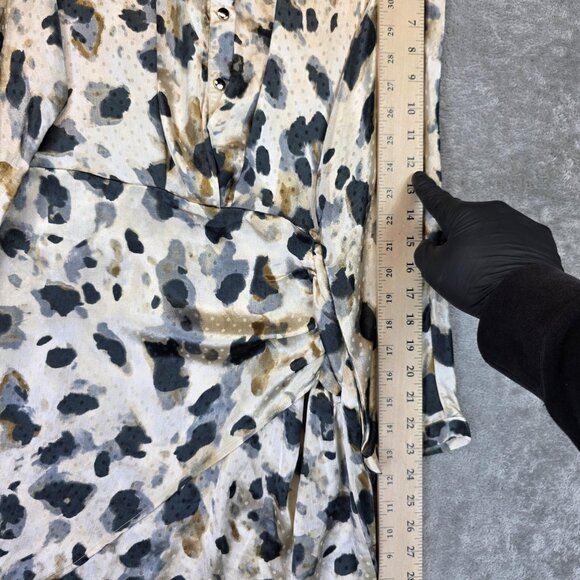 Wardrobe Dress Womens Medium Animal Print Long Sleeve Button Front Ruched Wrap - Picture 4 of 13